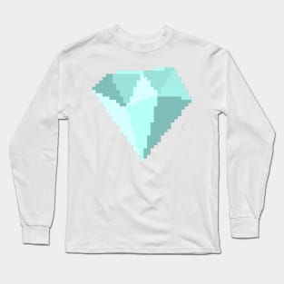 Aquamarine Gem Pixel Art Long Sleeve T-Shirt